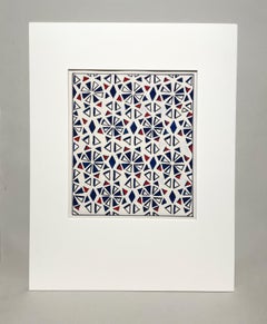 Ein stilvolles, farbenfrohes, abstraktes geometrisches Textildesign aus der Mitte der 1950er Jahre