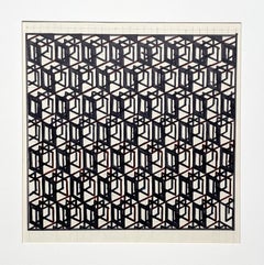 Ein fesselndes abstraktes geometrisches Textildesign aus der Jahrhundertmitte der 1950er Jahre