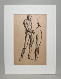 A Finely Drawn 1930s Modern Figure Study, Standing Male Nude Model