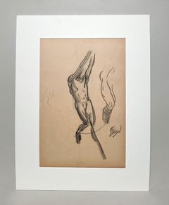 A Finely Drawn 1930s Modern Figure Study, Standing Male Nude Model