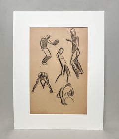A Finely Drawn 1930s Modern Figure Study, Composite of Posing Male Nude Models