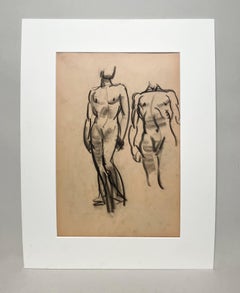 A Finely Drawn 1930s Modern Art Deco Figure Study, Standing Male Nude Models