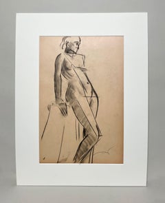A Finely Drawn 1930s Cubist Modern Figure Study, Standing Female Nude Model