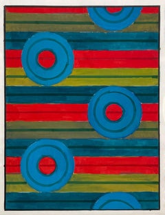 Un elegante y colorido diseño textil geométrico abstracto de mediados de siglo de los años 50