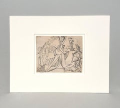 Eine moderne surreale abstrakte Zeichnung aus den 1930er Jahren "Figur abstrakt" von Hananiah Harari