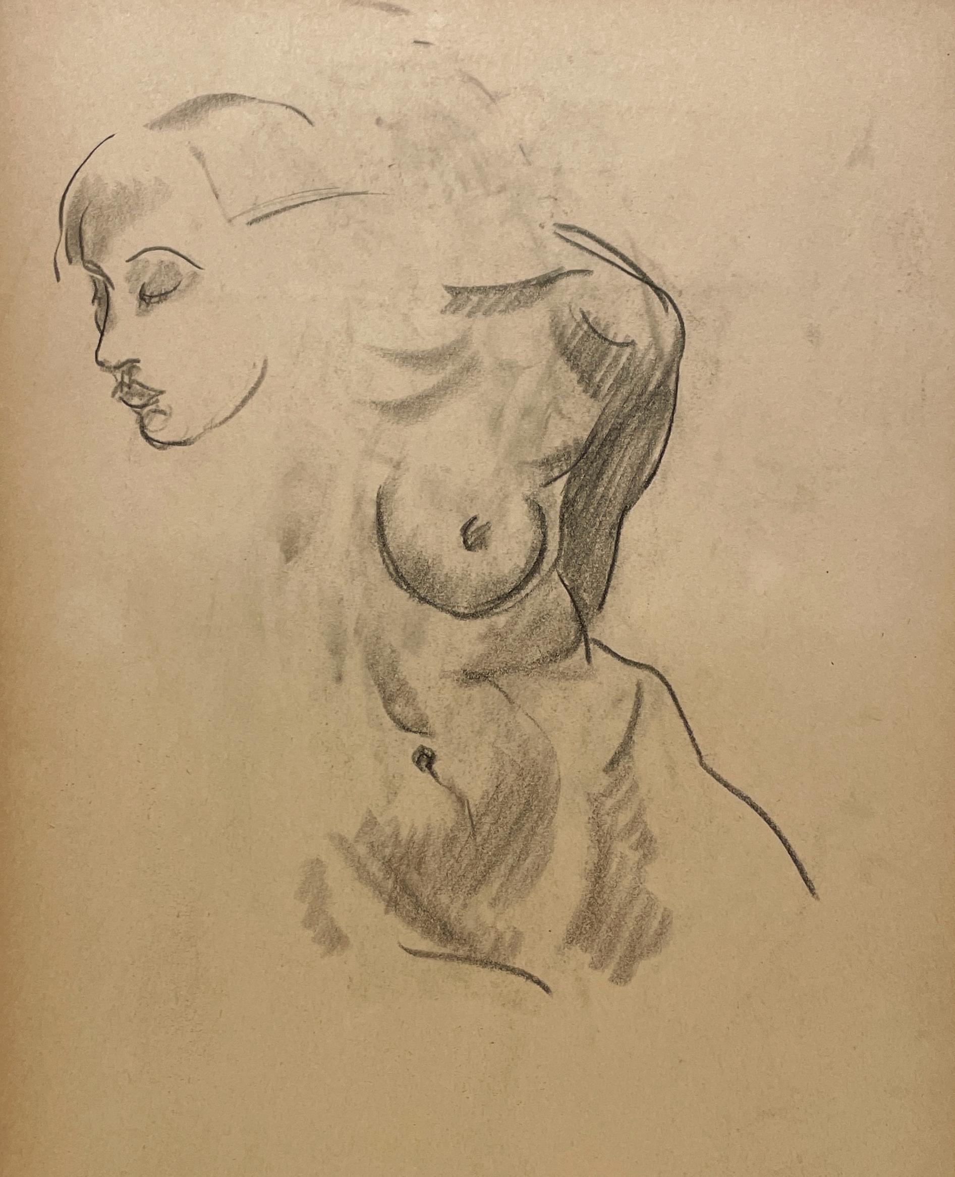 Une fascinante étude de figure composite Art déco des années 1930 d'un modèle féminin nu assis