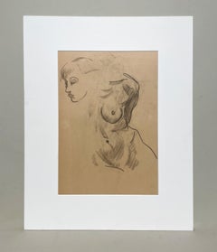 A Compelling 1930s Art Deco Abstract Figure Study of a Seated Female Nude Model