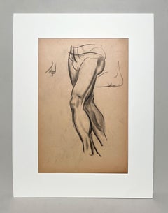 A Finely Drawn 1930s Modern Figure Study, Standing Male Nude Model (Legs)