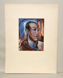 A Striking 1930s Modern Watercolor Portrait of a Distinguished Black Male Model