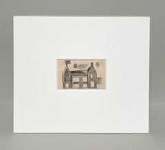 A Charming 1930s Cubist Modern Architectural Study Drawing, Building Facade