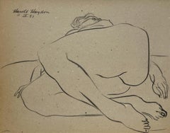 A Stylized, 1950s Mid-Century Modern Studio Figure Study, Reclining Female Nude