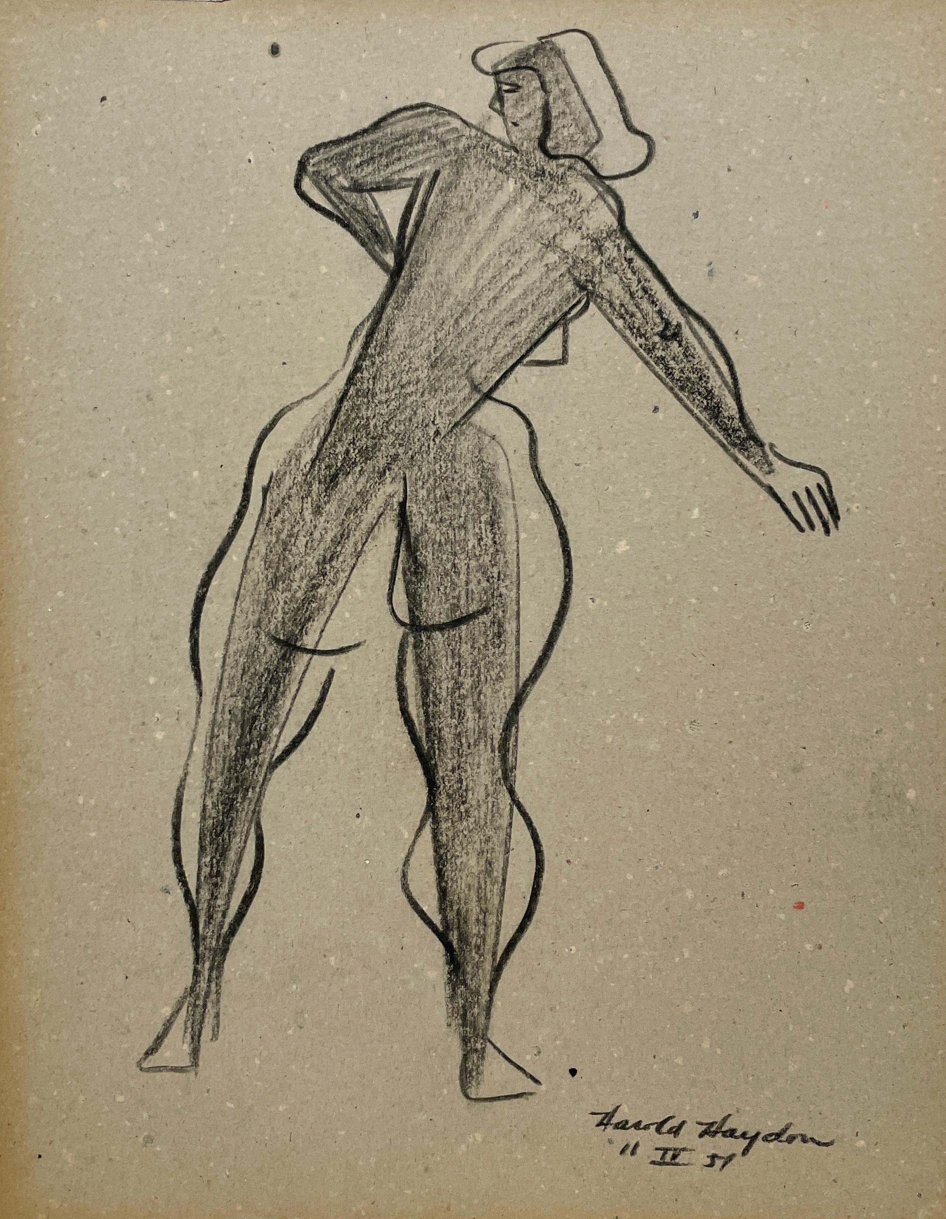 A Stylized, 1950s Mid-Century Modern Studio Figure Study, Standing Female Nude