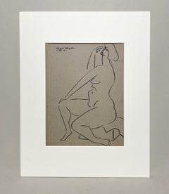 Étude stylisée d'une figure de studio des années 1950 de style moderne du milieu du siècle dernier, nu féminin assis