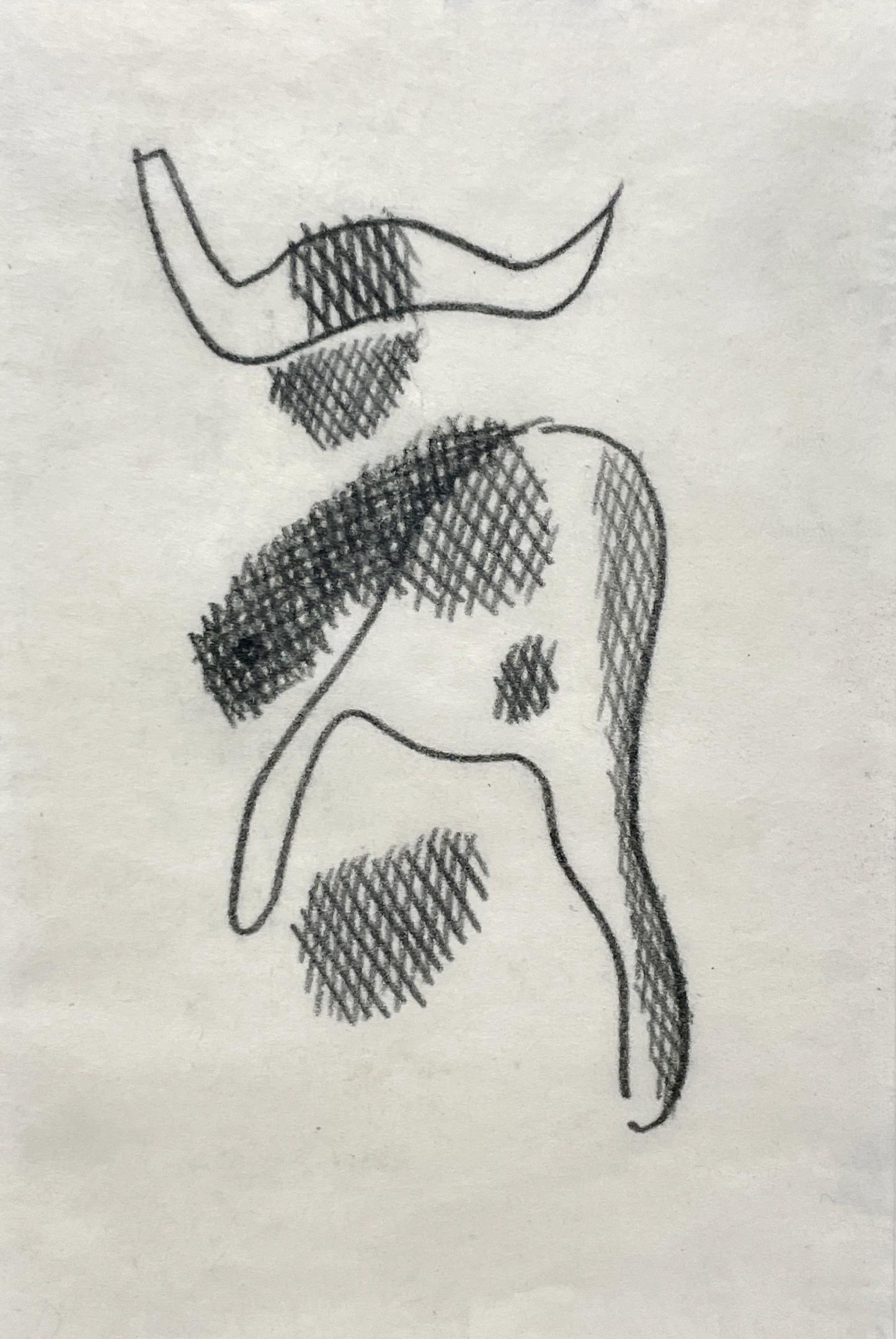 A Striking, 1930s Modern Cubist / Biomorphic Abstract Graphite Drawing- Notes IV