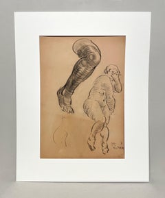 Un raffinato e moderno studio di figura accademica rubenesca degli anni '30, con un modello di nudo femminile seduto.