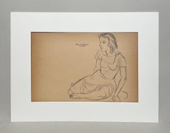 A Finely Drawn, Modern 1940s Figure Study (Seated Young Female Model)