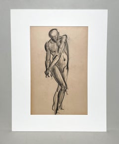 A Finely Drawn 1930s Modern Art Deco Figure Study, Standing Male Nude Model