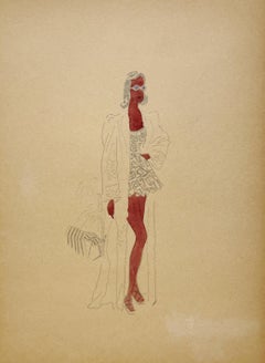 Un elegante studio di moda vintage degli anni '40, design per abbigliamento da spiaggia femminile