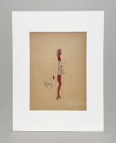 Un elegante studio di moda vintage degli anni '40, design per abbigliamento da spiaggia femminile