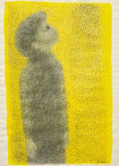 A Large 1950s Mid-Century Watercolor, "Sun Child" by Chicago Modern Woman Artist