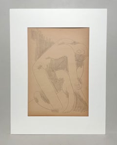 A Finely Drawn, 1930s Art Deco Modern Figure Study, Kneeling Male Nude Model