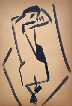 A Boldly Drawn 1930s Art Deco Modern Figure Study, Reclining Male Nude Model