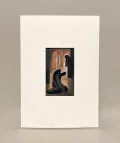Eine fesselnde moderne Innenraumszene aus den 1940er Jahren in Marokko mit verhüllten Figuren