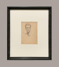 Eine wunderschöne moderne Porträtzeichnung aus den 1920er Jahren, die einen jungen Mann aus der Gatsby-Ära zeigt.