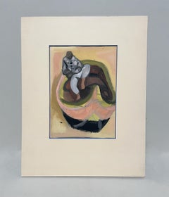 A Compelling 1940s French Modern Watercolor, Fisherman & His Boat, Cote d'azur