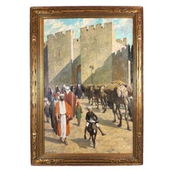 Antique "The View Of Jerusalem" 19th-century Realism Orientalist Oil on Panel 