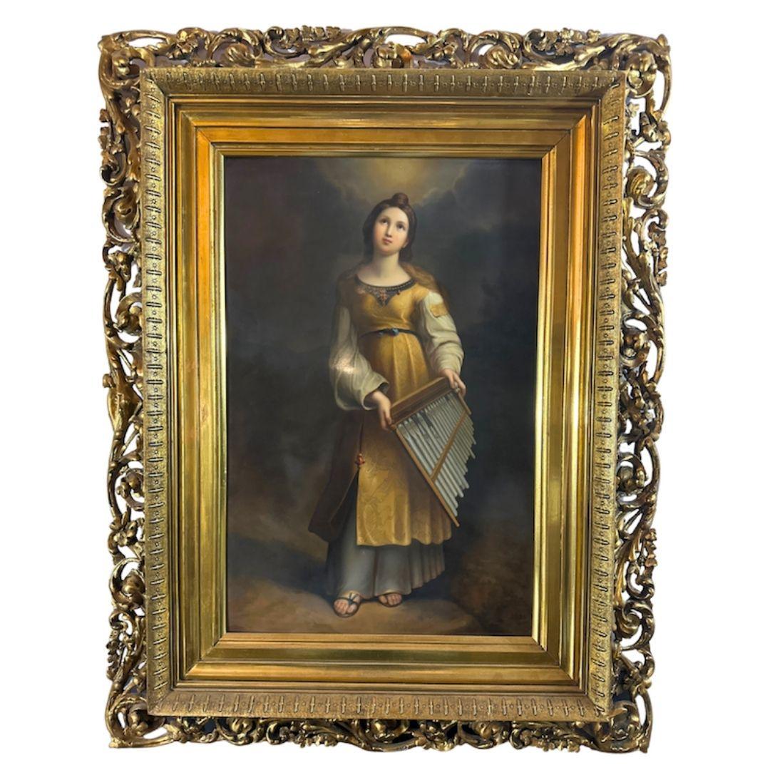 Porcelain KPM Plaque - Exquisite Saint Cecilia: Large size   - Art by Unknown