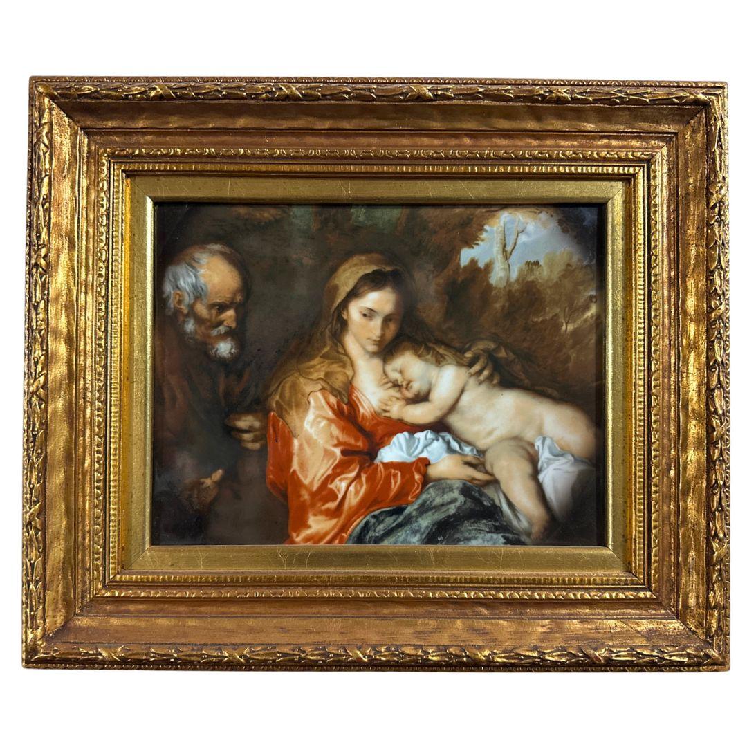 KPM porcelain plaque German ” Rest Of Holy Family During The Flight into Egypt - Art by Unknown