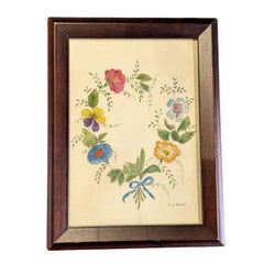 A Wreath of Floral Watercolors, Signed
