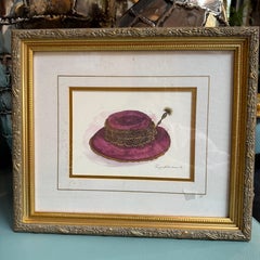 Watercolor Hat Illustration by Peggy Abrams, Framed