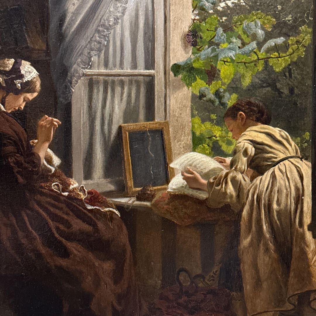 Das Gemälde ist signiert und datiert 1858 
Felix Schlesinger (1833-1910) war ein deutscher Maler, der für seine charmanten und detaillierten Darstellungen von häuslichen Szenen und Innenräumen bekannt war. Der in Breslau (heute Wrocław, Polen)