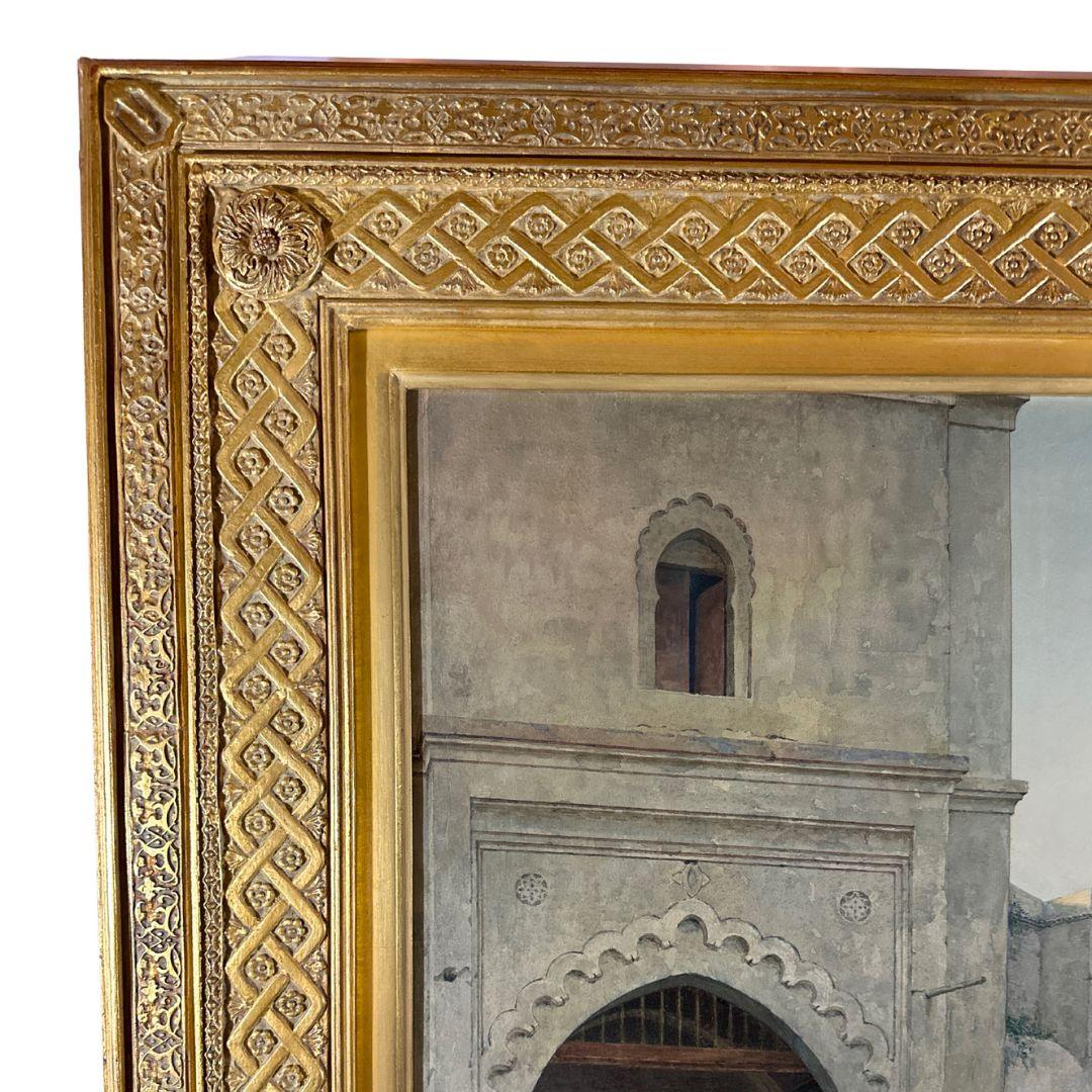 Il venditore di tappeti Pittura orientale antica su carta del XIX secolo - Figurative Art Marrone di Federico Bartolini