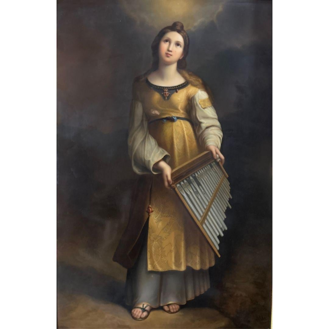 Plaque KPM exquise Saint Cecilia : grande taille   - Victorien Art par Unknown
