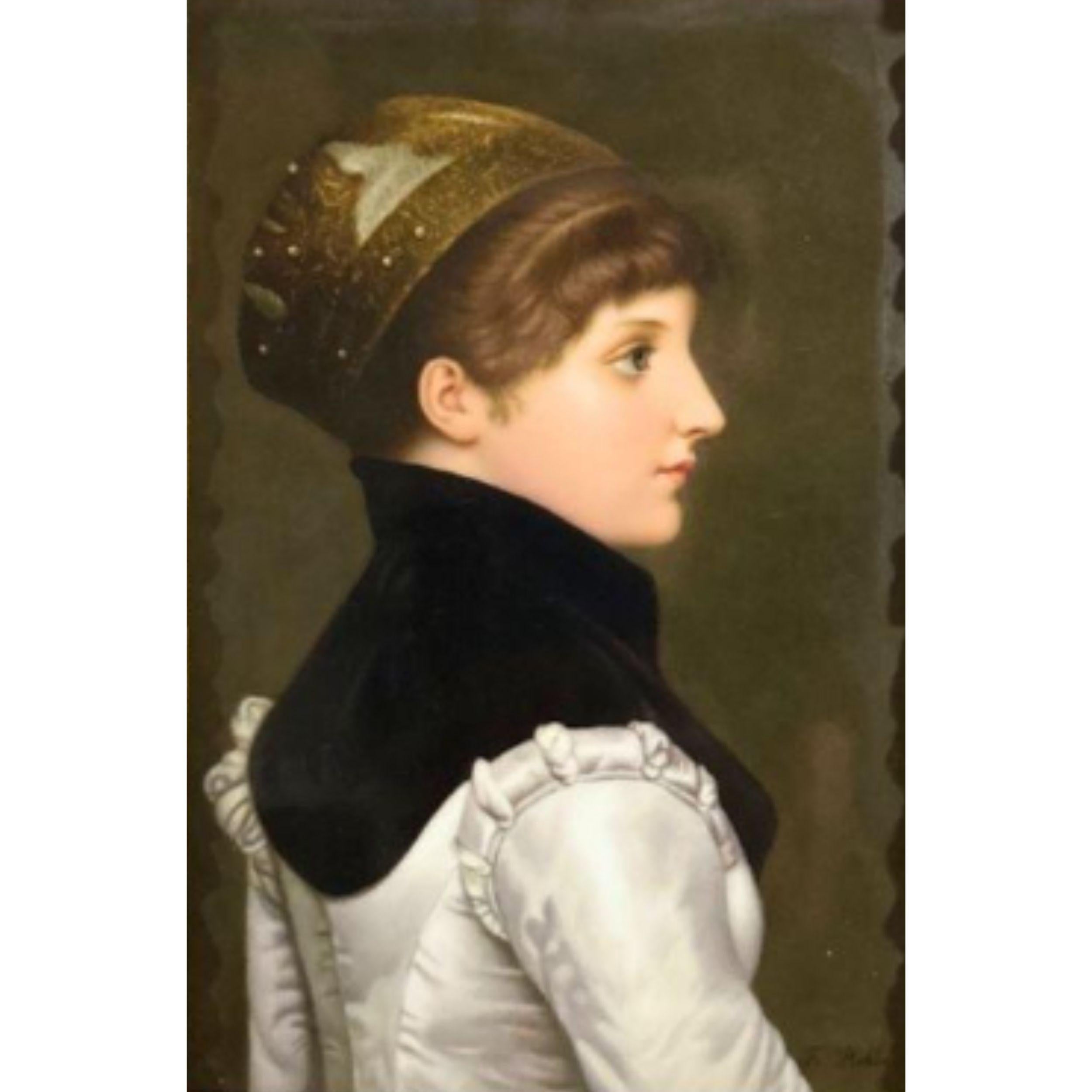 KPM Porcelain Plaque - Femme correcte avec cadre en bois sculpté et doré en vente 6