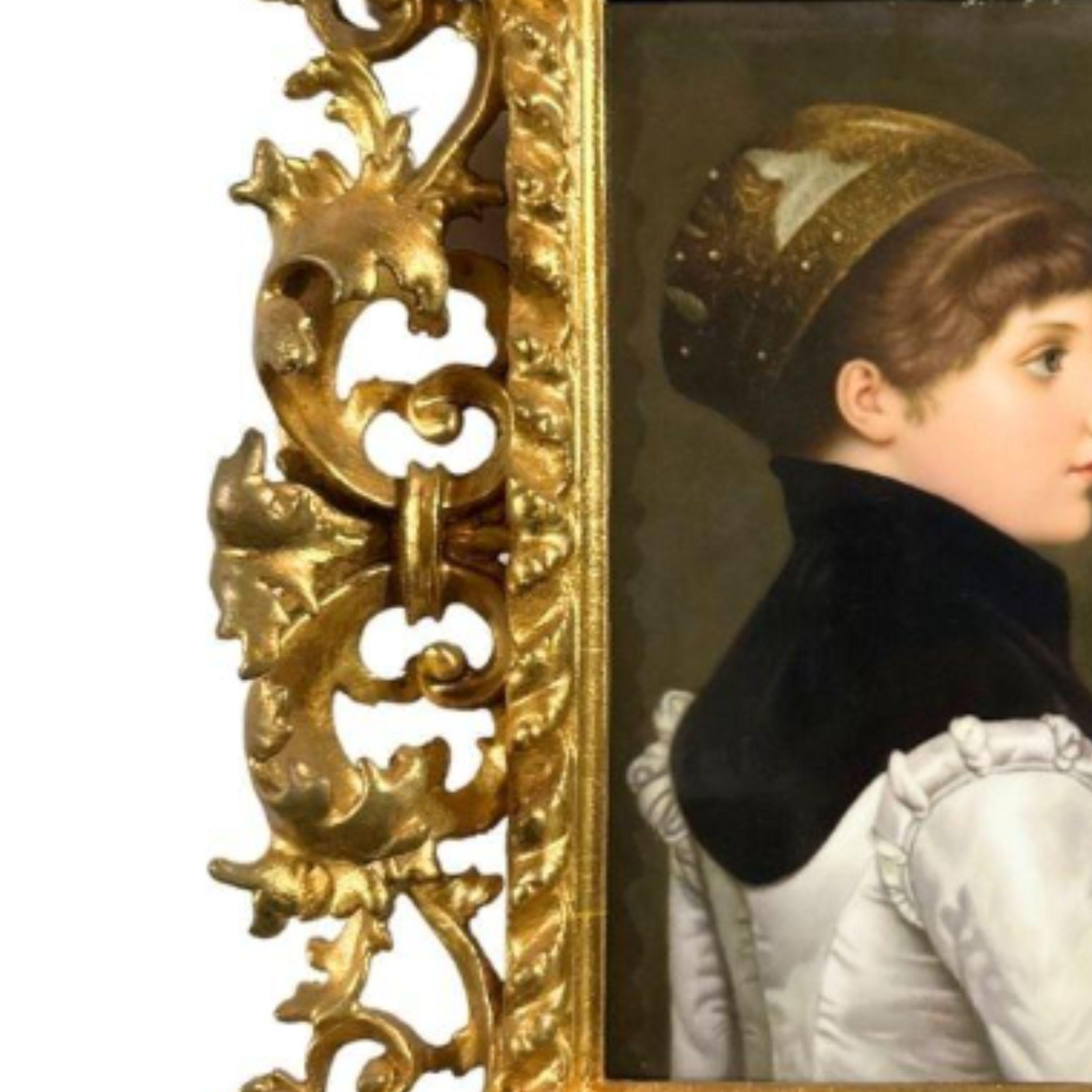 KPM Porcelain Plaque - Femme correcte avec cadre en bois sculpté et doré en vente 11
