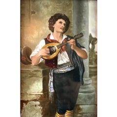 Targa in porcellana KPM Porcelain - tedesco "Il suonatore di mandolino"
