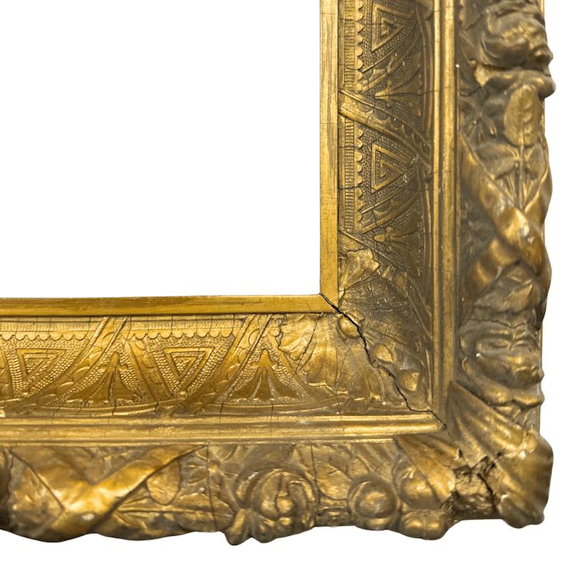 1870's American Antike vergoldete Malerei Rahmen im Angebot 3