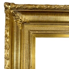 Telaio antico del fiume Hudson del 1870 Quadro antico con cornice dorata
