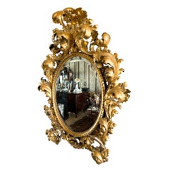 Italian Carved Gilt Wood Antique Mirror