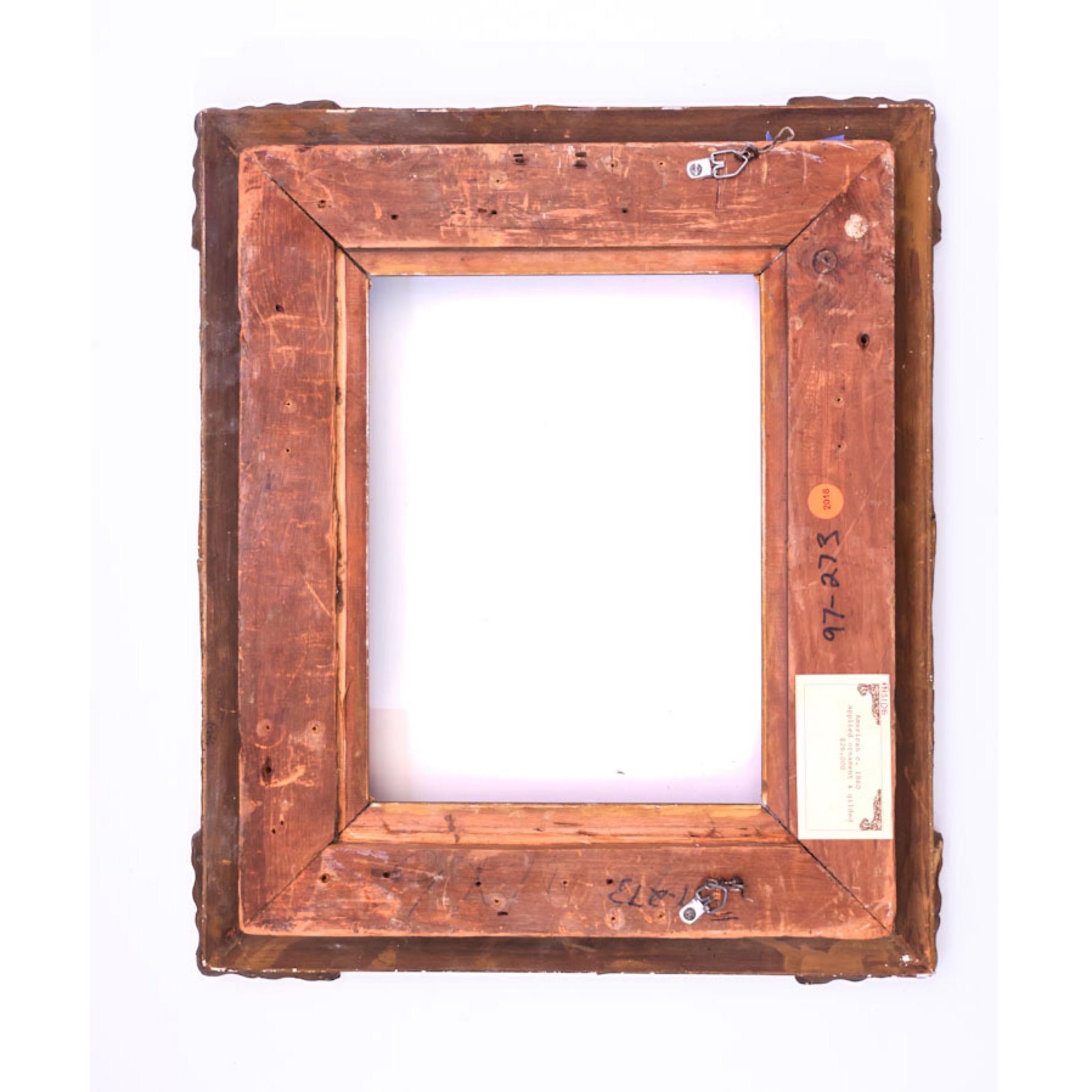 American 1860's Hudson River Frame. American 1860 applied ornament & gilded

Rabbet Size: 13 x 9.75 in.
Sight Size: 11.5 x 8.5 in.
Overall Framed Size: 20 x 17 x 3.5 in.

Provenance: The Historic Period Frame Collection from the Gallery of Eli