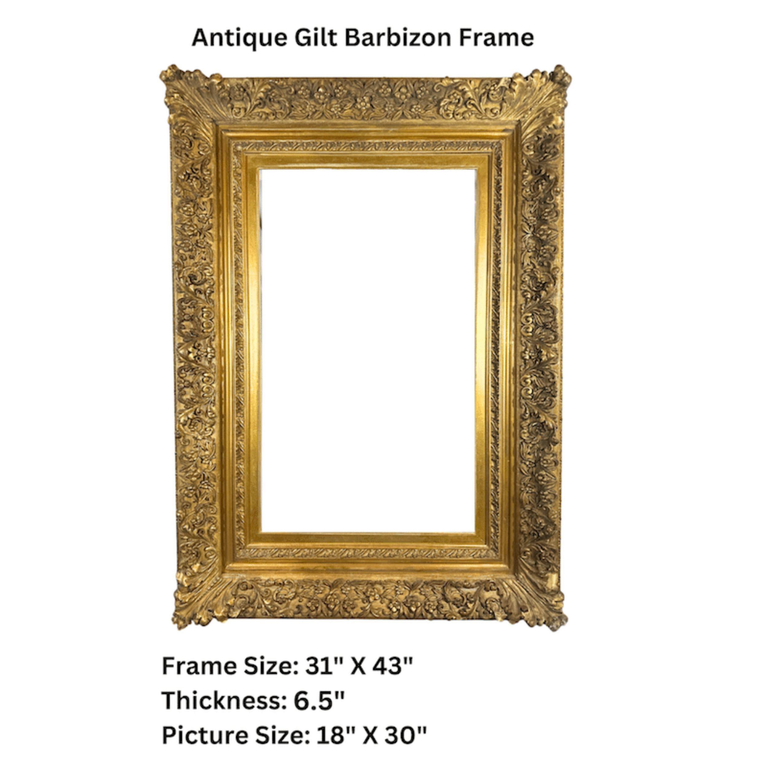 Marco Barbizon Antiguo del Siglo XVIII Tallado a Mano con Diseño Floral y de Acanto en venta 2