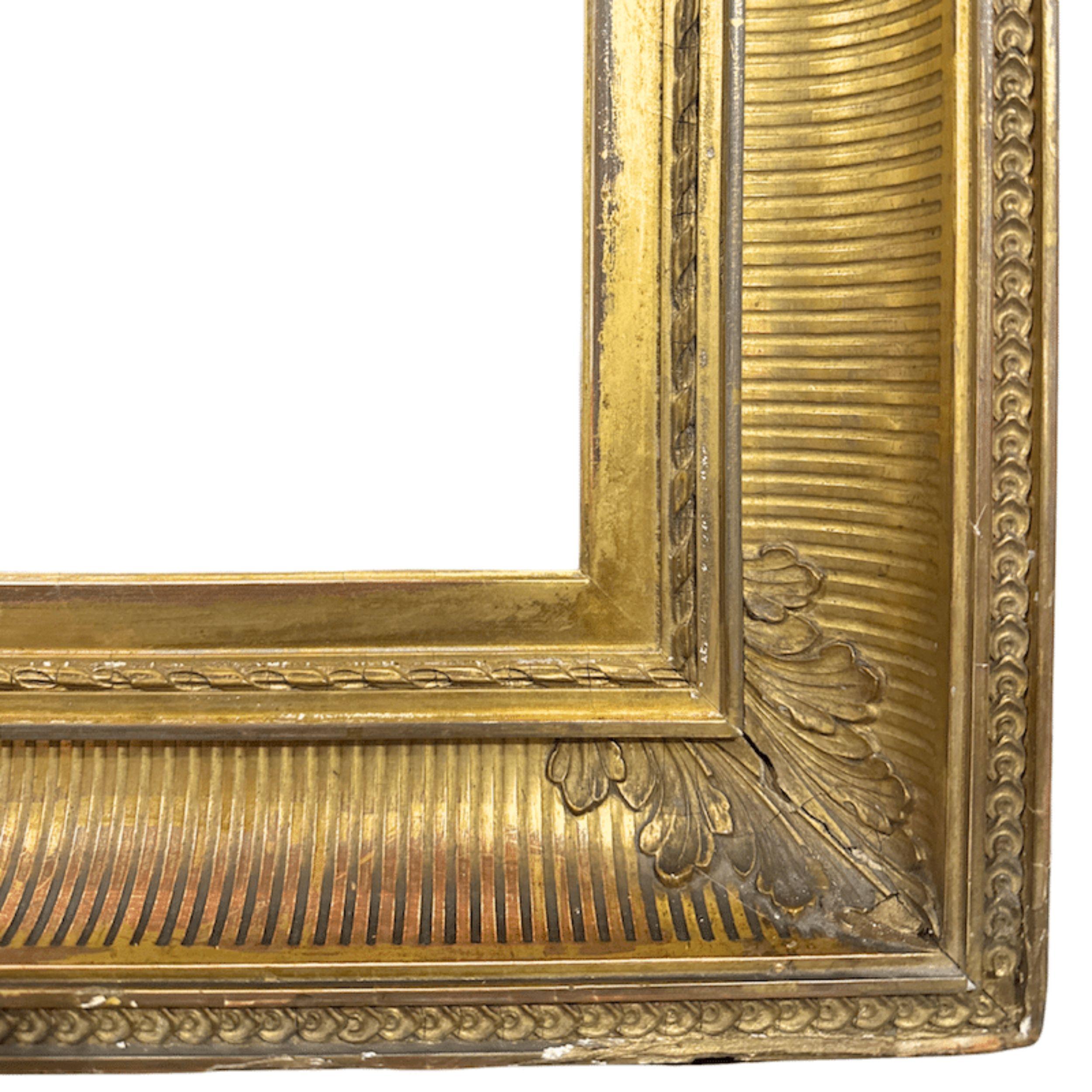 Marco dorado antiguo de la Escuela del Río Hudson de la década de 1860 con molduras de huevo y dardo y abalorios en venta 5