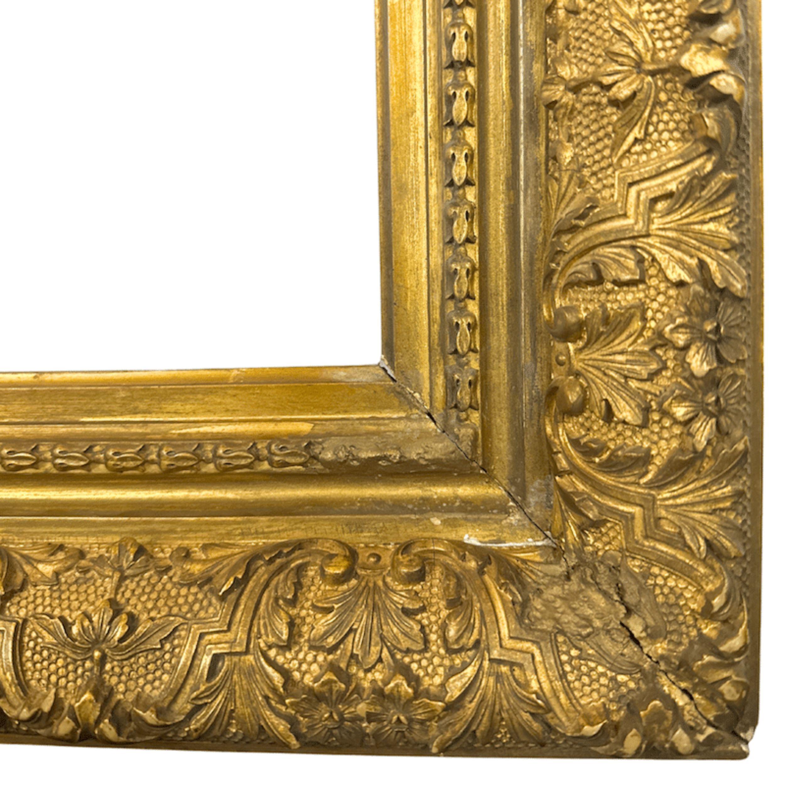 1860s Antique American Gilt Wood Barbizon Frame with Acanthus & Floral Detail - Barbizon School Art by Unknown