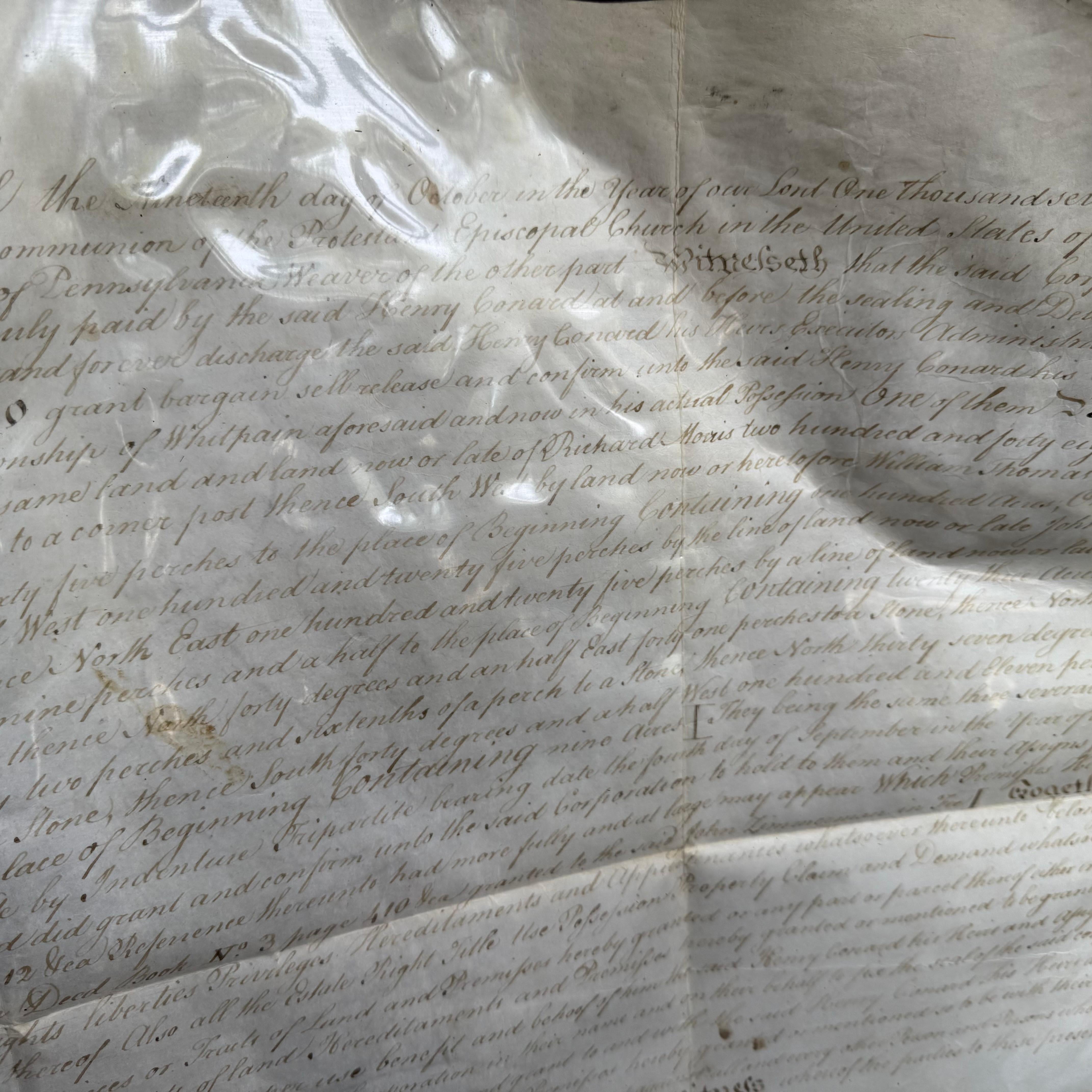 1832 Acte foncier en Vellum américain avec sceau de cire - Document de l'Eglise épiscopale en vente 2
