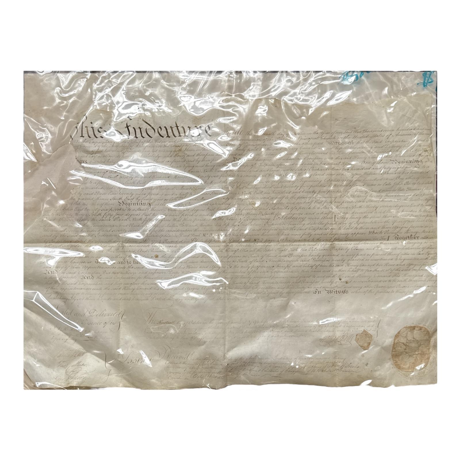 1832 Acte foncier en Vellum américain avec sceau de cire - Document de l'Eglise épiscopale en vente 6