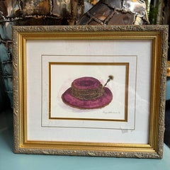 Watercolor Hat Illustration by Peggy Abrams, Framed